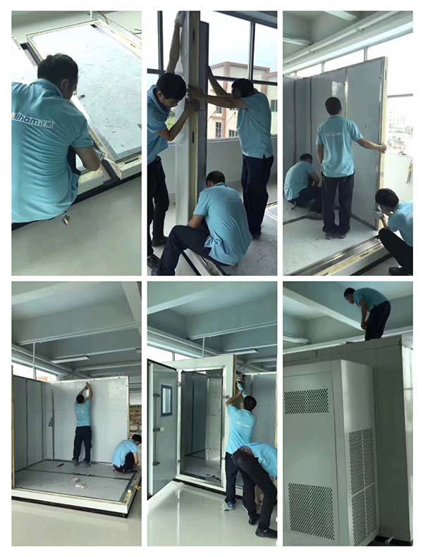 品質源于細節，細節決定成敗! 質量鑄就品牌，正航精益求精! 立足中國，走向國際，正航人在路上！[拳頭]。直播客戶現場安裝大型步入式恒溫恒濕室。